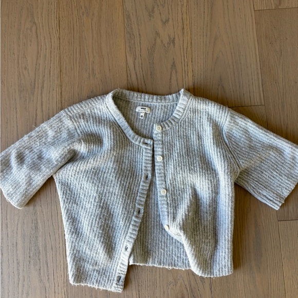 Aerie Gray Ribbed Button-Up Cardigan - Picture 1 of 1